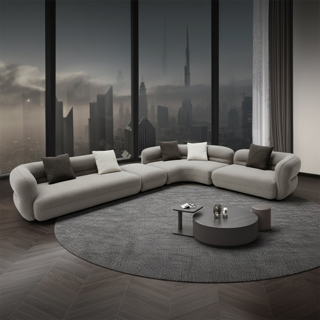Cotton and linen fabric single sofa module by BEACON, modern design with soft upholstery, shown in a cozy living room setting.