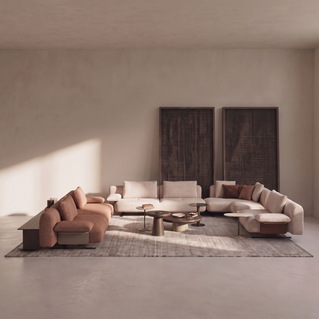 Edge caramel modern 3-seater sofa by HOMAGE KOLTUK, featuring sleek design and plush cushions.