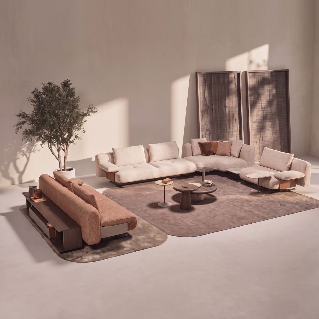 Edge caramel modern 3-seater sofa by HOMAGE KOLTUK, featuring sleek design and comfortable seating in a stylish living room setting.