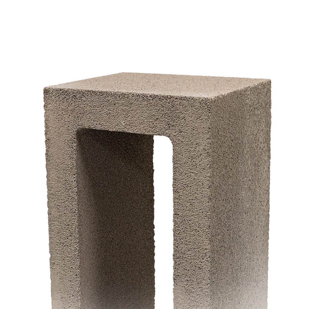 Dark beige lightweight foam ceramic wall panel in hollow rectangular shape, measuring 45x12x10 cm, by BEACON.