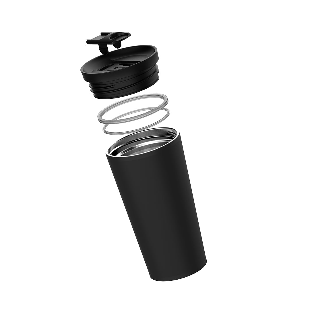 White Dasha 500ml travel mug by BEACON, made of durable drinkware with a sleek design and secure lid for on-the-go use.