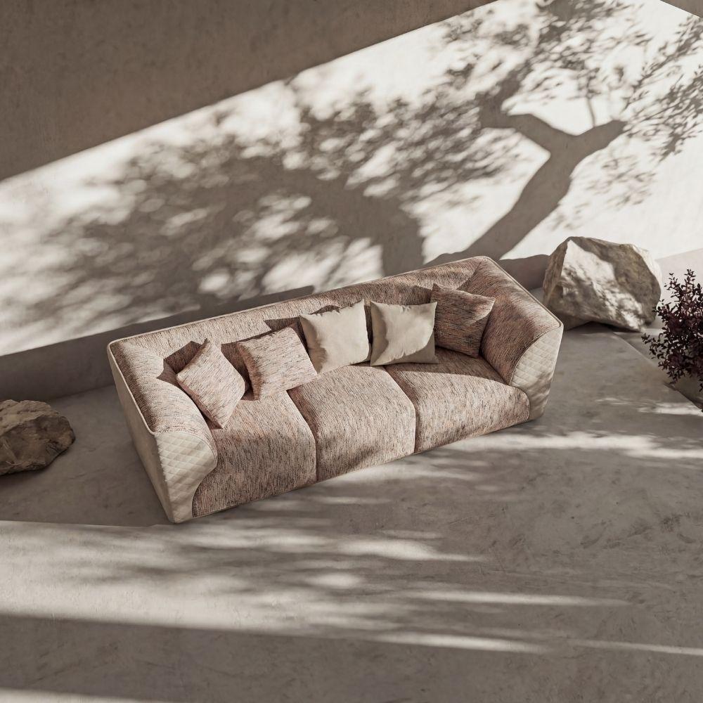 Loda Furniture Delta 3 Seater Sofa in neutral fabric with plush cushions and modern design, perfect for living room seating.