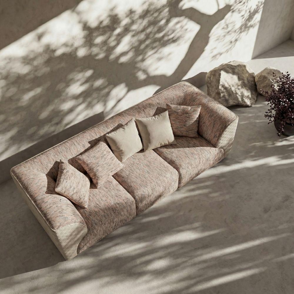 Delta 3 seater sofa by LODA FURNITURE featuring modern design, plush cushions, and neutral fabric upholstery.