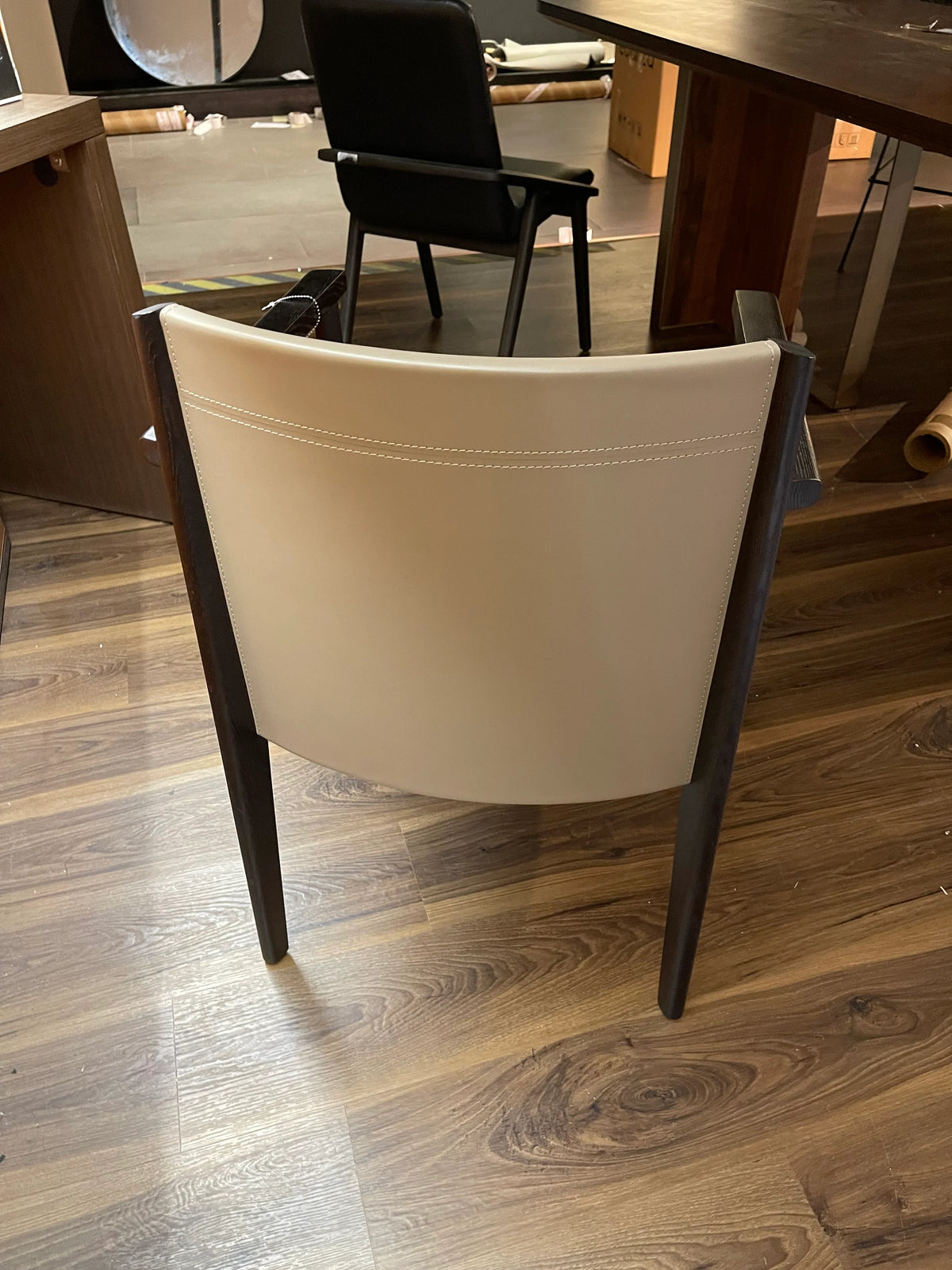 Display Item - Dark Saddle Leather With Arm Dining Chair PS-B132 - Yas