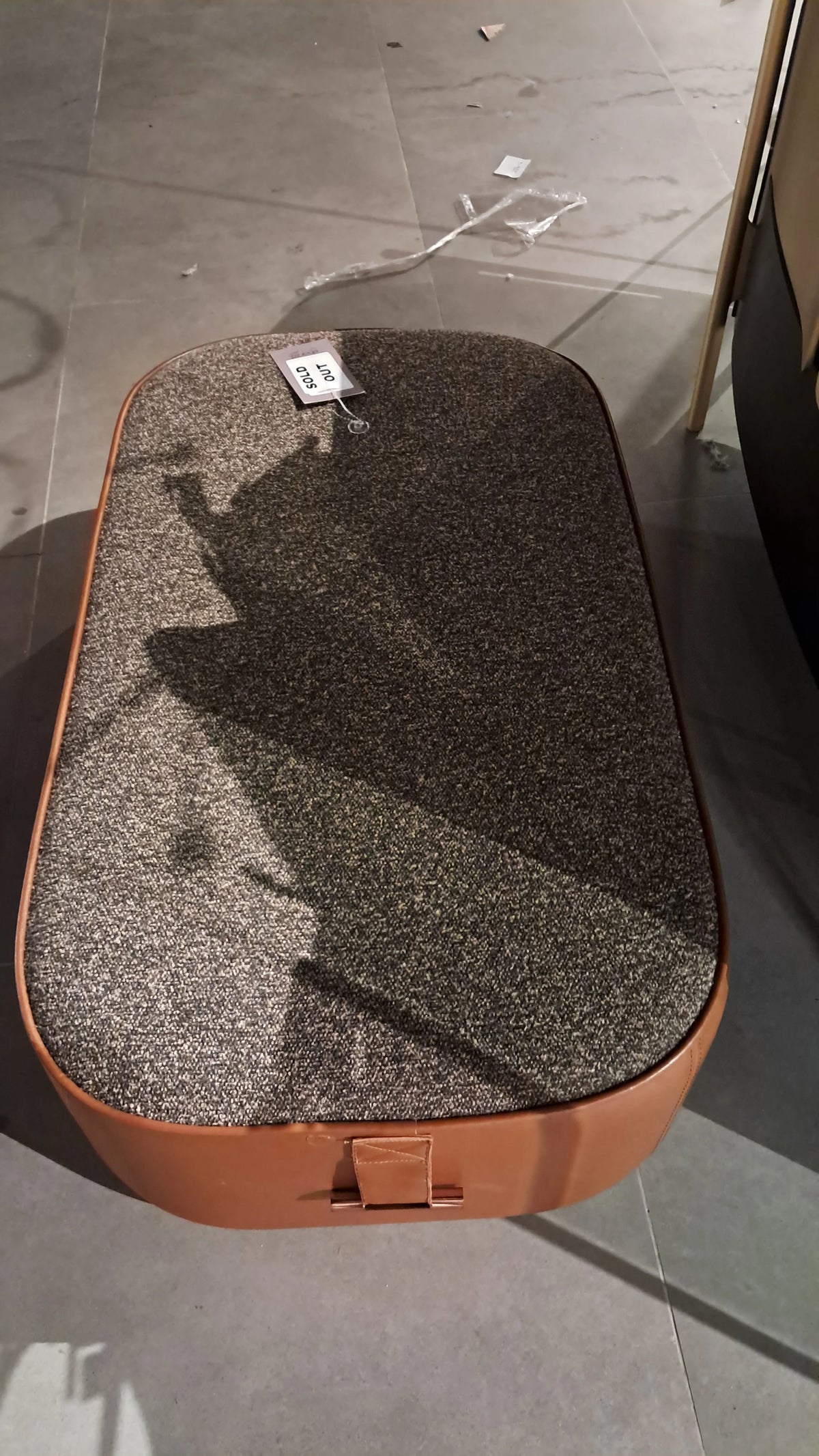 Brown Joker rectangle side pouf by TOGO HOME STYLE, showcasing its cushioned fabric surface and compact design.