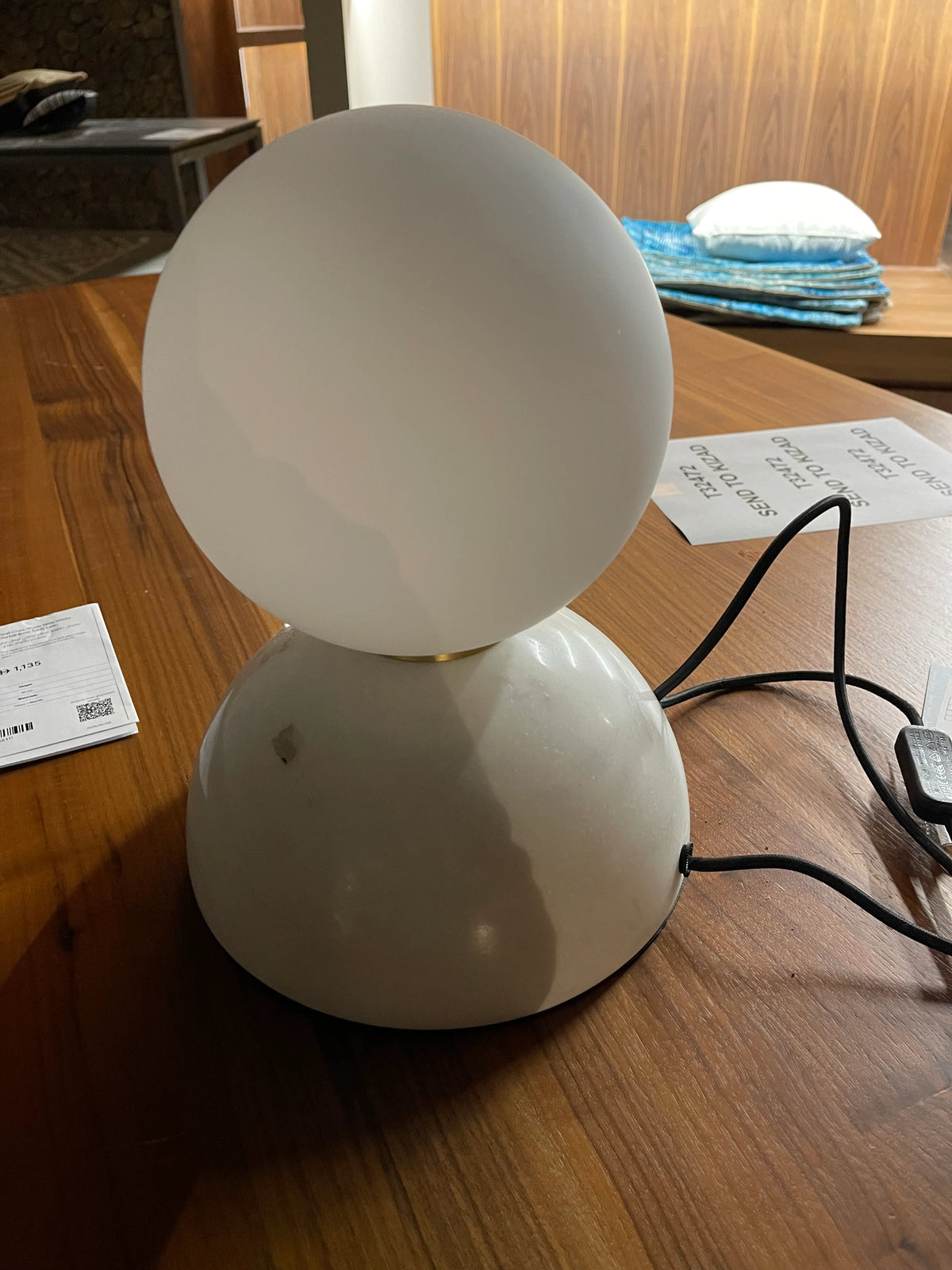 Display Item - Opal Glass Shade With White Marble Base Table Lamp 8709T-We - Yas