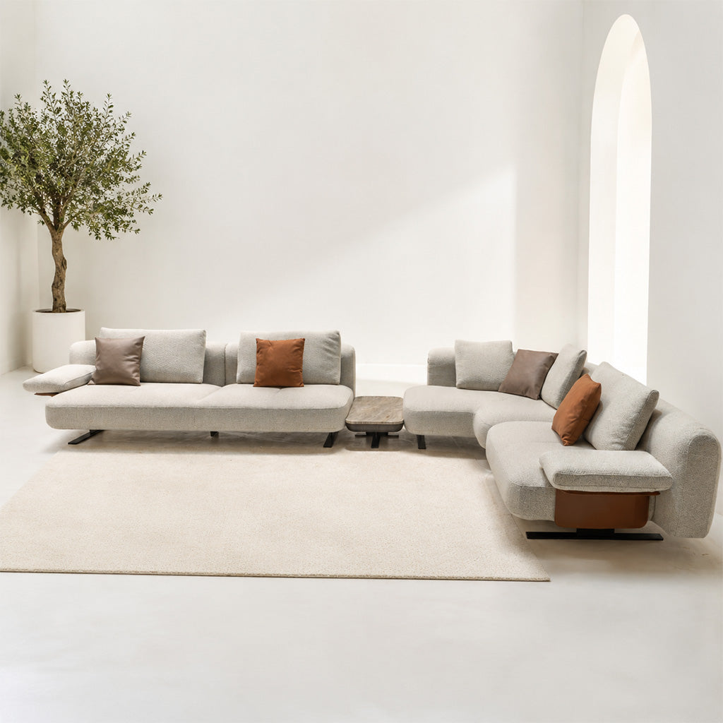 Edge Corner Sofa Set With  Marble Table - A B C Marble Table  HOM01