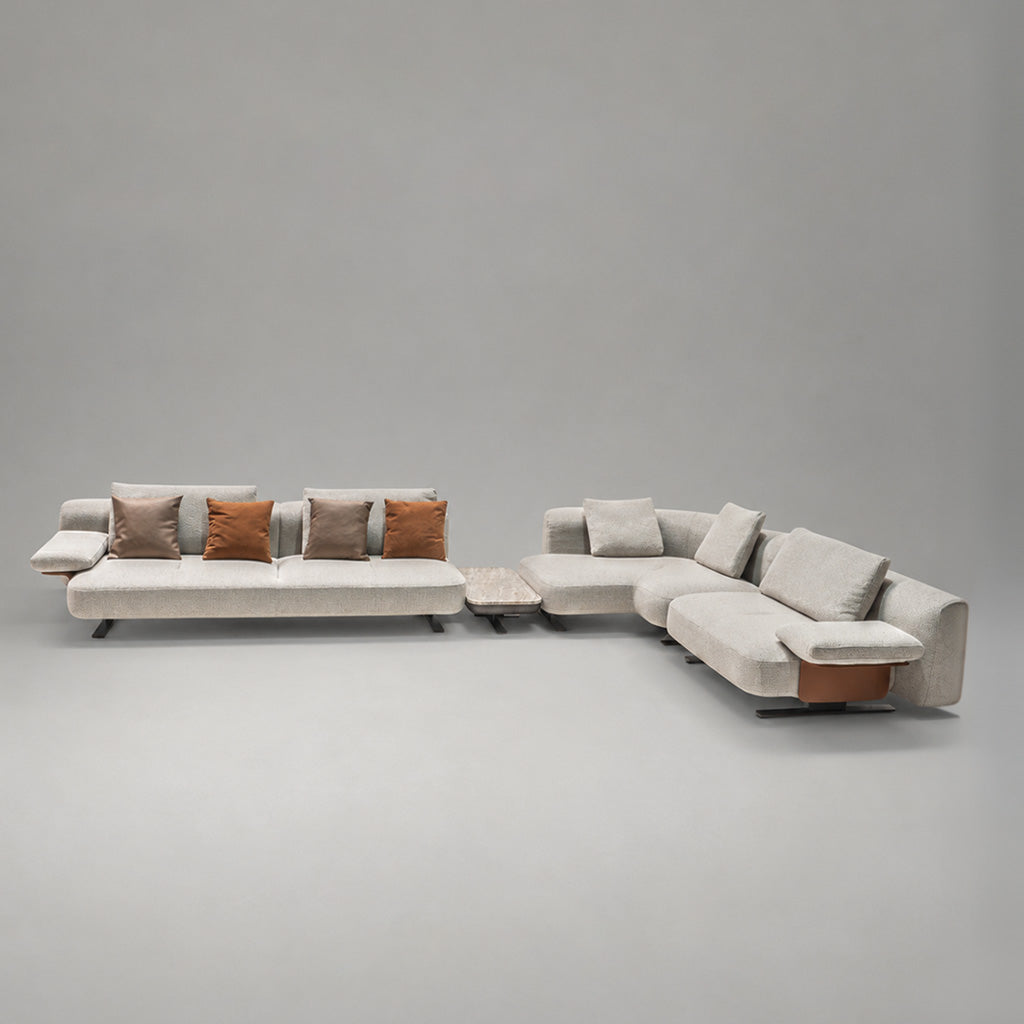 Edge Corner Sofa Set With  Marble Table - A B C Marble Table  HOM01