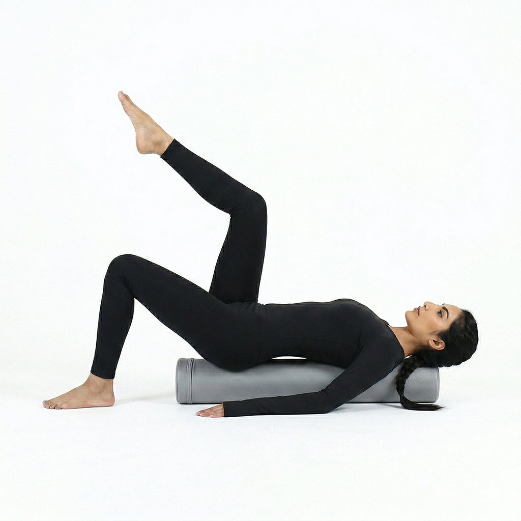 BEACON Epp Foam Leather Foam Roller for gym workouts, cylindrical shape with textured surface for muscle relief.