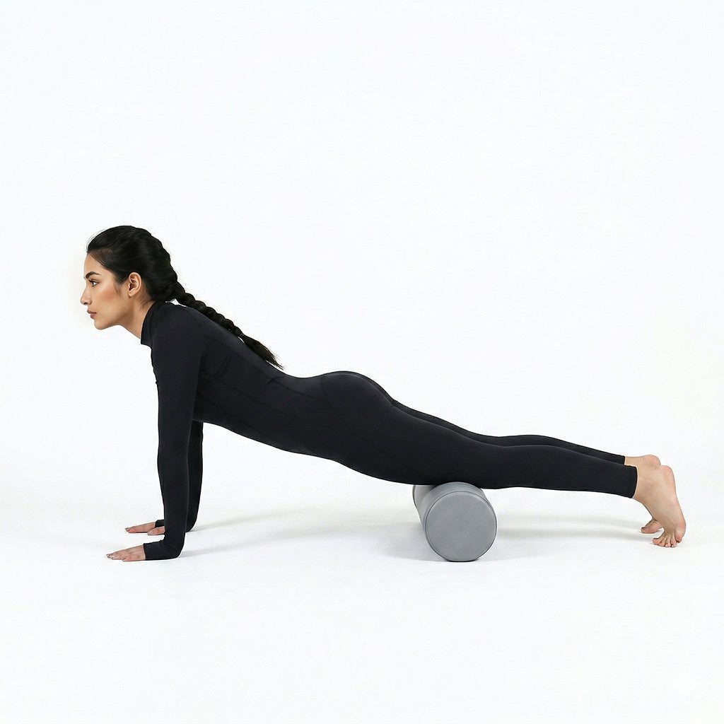 BEACON Epp Foam Leather Foam Roller for gym exercises, cylindrical shape with soft foam surface for muscle relief.