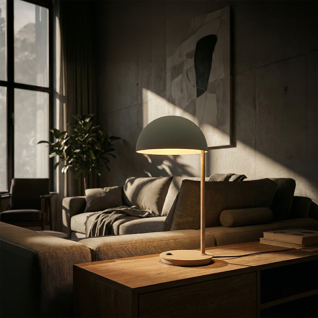 BEACON Eris table lamp with modern design, featuring a sleek metal base and adjustable arm for desk or table lighting.