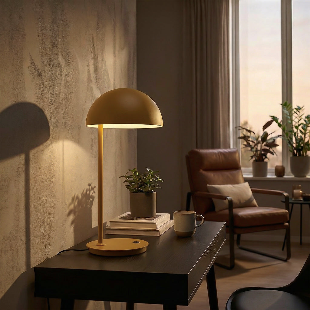 BEACON Eris desk lamp with adjustable arm and modern design, featuring a sleek metallic finish and integrated LED light.