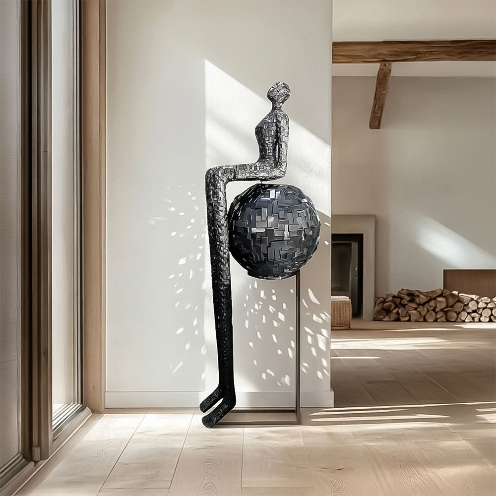 Fiberglass sculpture titled "F9180" by BEACON, featuring a detailed artistic artwork with a textured surface and abstract design.