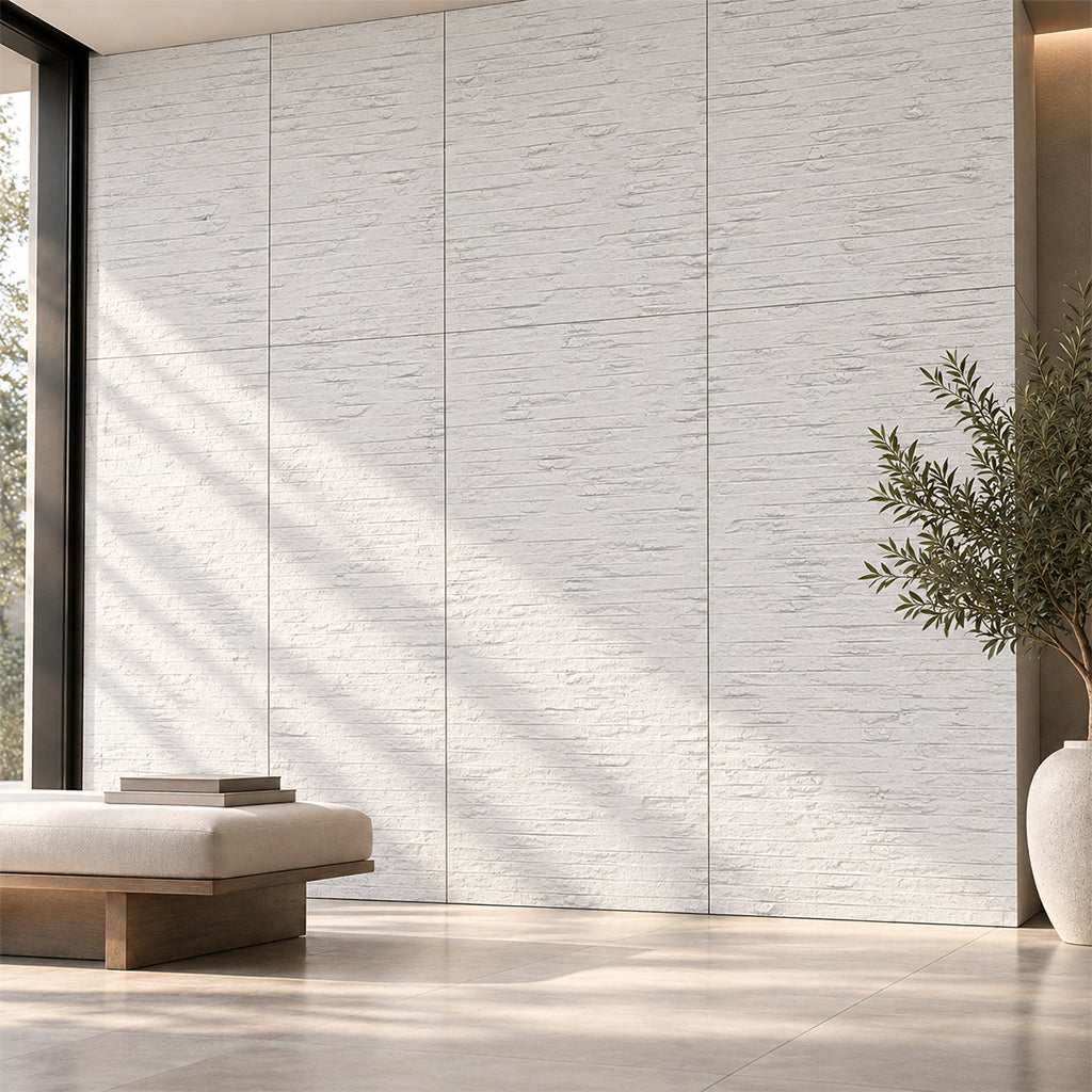 عينة من واجهات الحجر المرن Culture Stone Pure White مقاس 283x115 سم - عينة