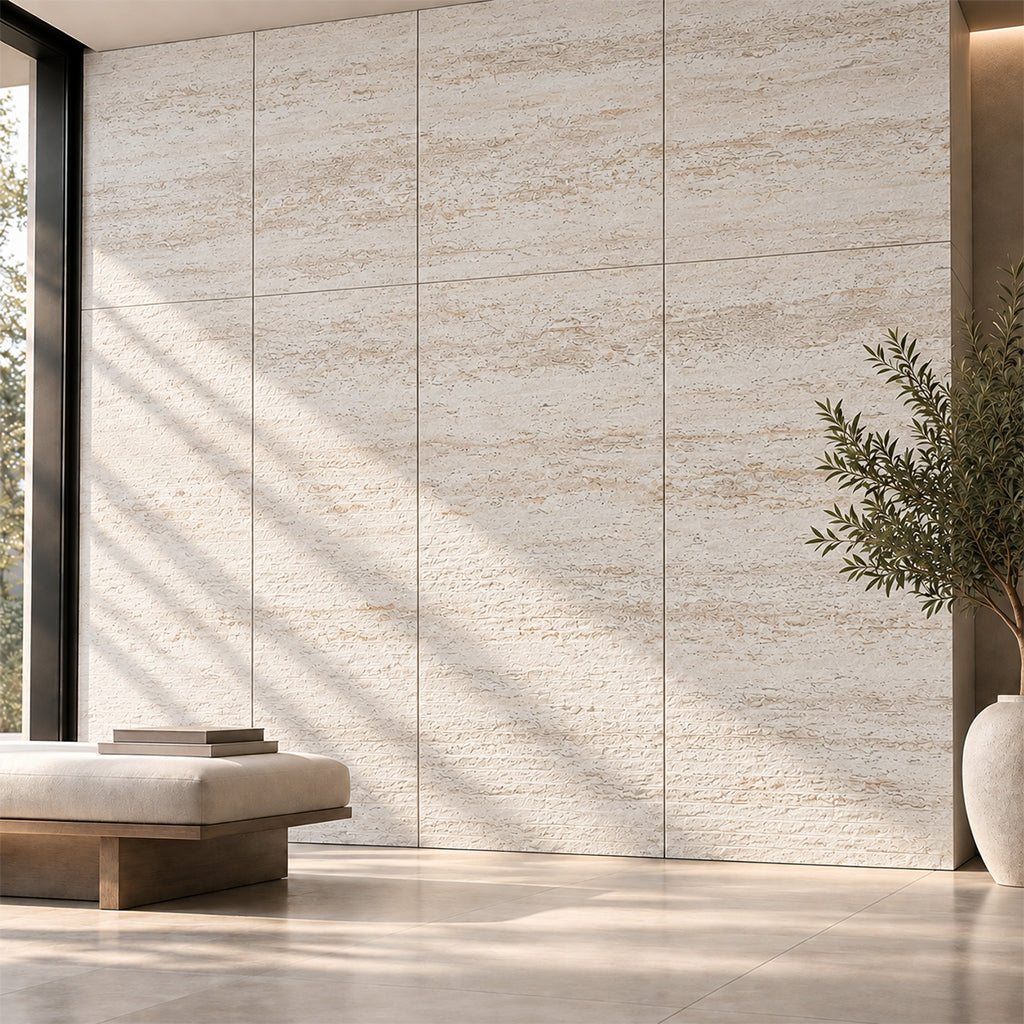 240x120cm Flex Stone Cladding Ocean Travertine Roma Gold 3D coating