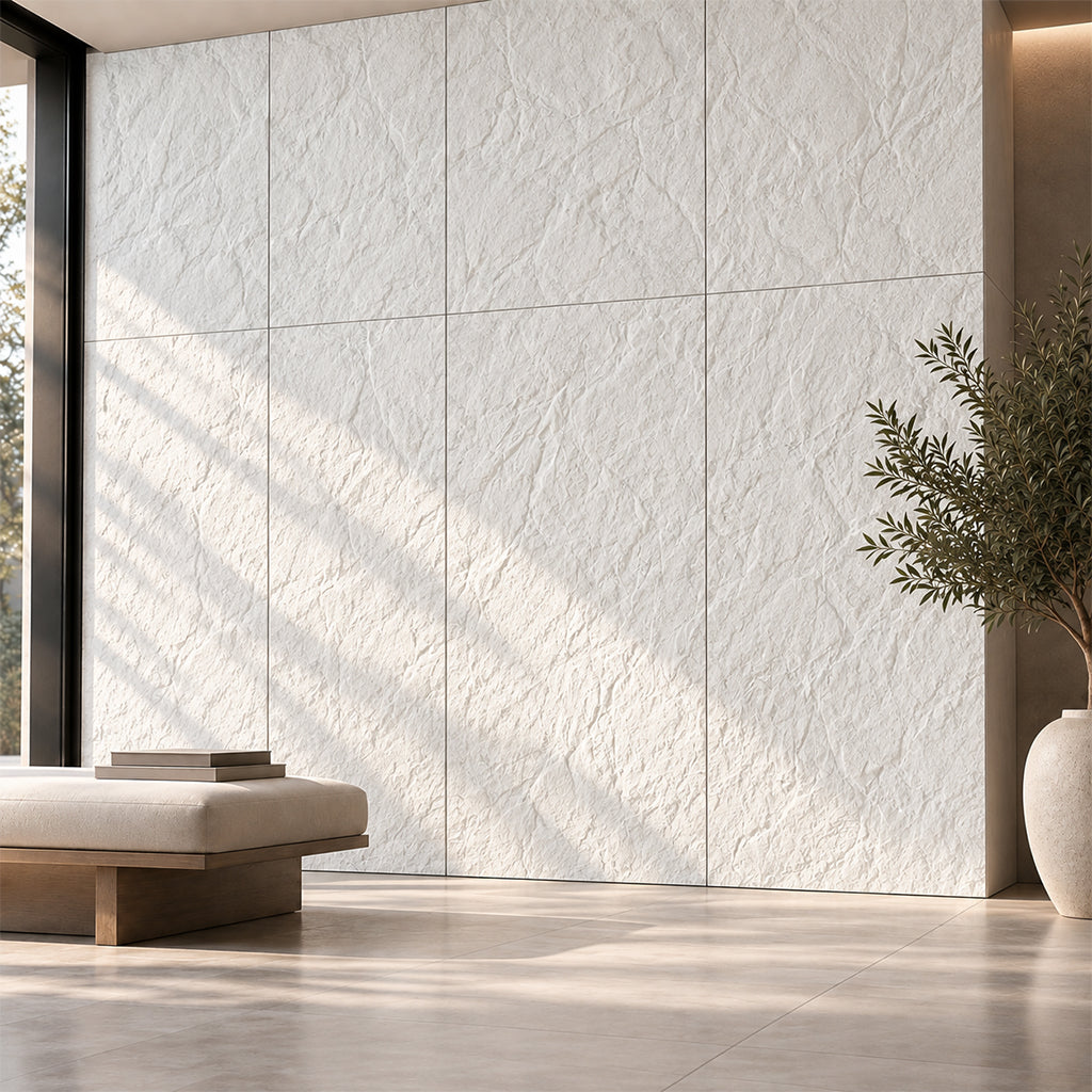 Sample of Flex Stone Cladding Rock Cut Stone Pure White 310x116cm - Sample