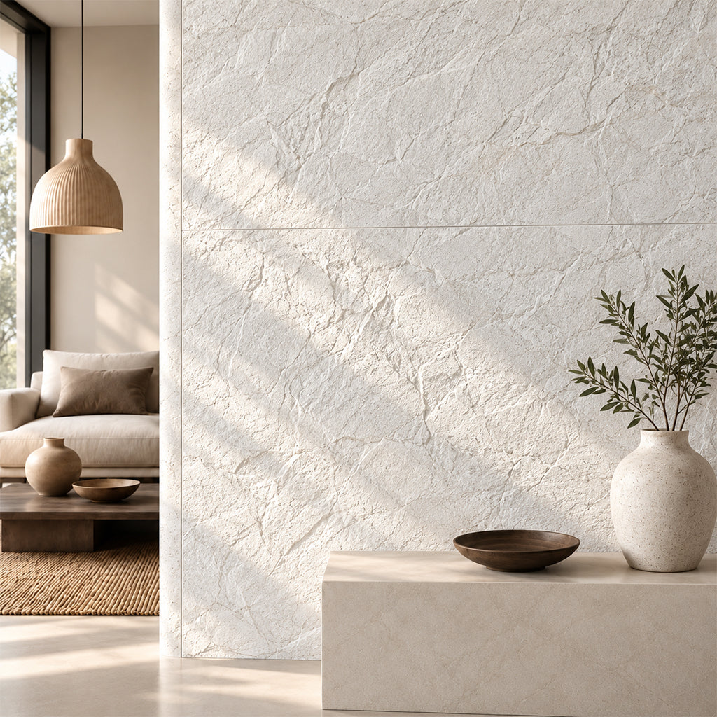 Sample of Flex Stone Cladding Rock Cut Stone Pure White 310x116cm - Sample