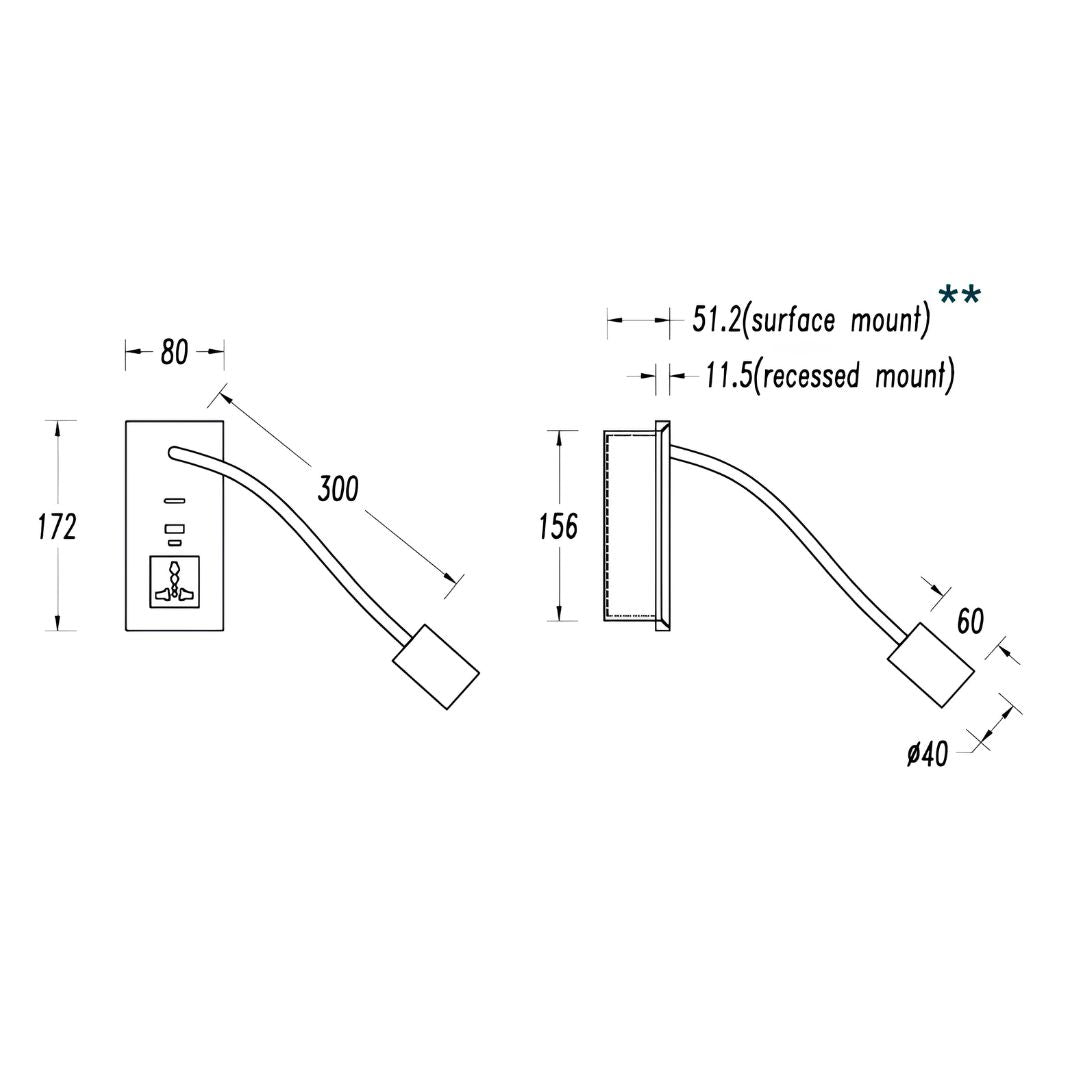 Flexo Hotel Style Headboard/ Wall Reading Lamp Flexo-Ez-WL-28AB