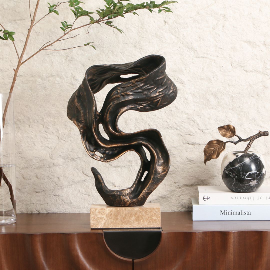 Pre-order 15 Days Delivery Flowing Ribbon Sculpture KA5189A -  Home Decor Figurines - ebarza Furniture UAE | Shop Modern Furniture in Abu Dhabi & Dubai - مفروشات ايبازرا في الامارات | تسوق اثاث عصري وديكورات مميزة في دبي وابوظبي