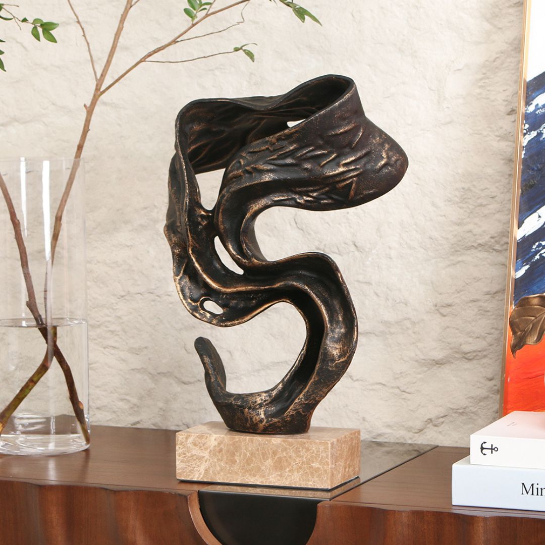 Pre-order 15 Days Delivery Flowing Ribbon Sculpture KA5189A -  Home Decor Figurines - ebarza Furniture UAE | Shop Modern Furniture in Abu Dhabi & Dubai - مفروشات ايبازرا في الامارات | تسوق اثاث عصري وديكورات مميزة في دبي وابوظبي