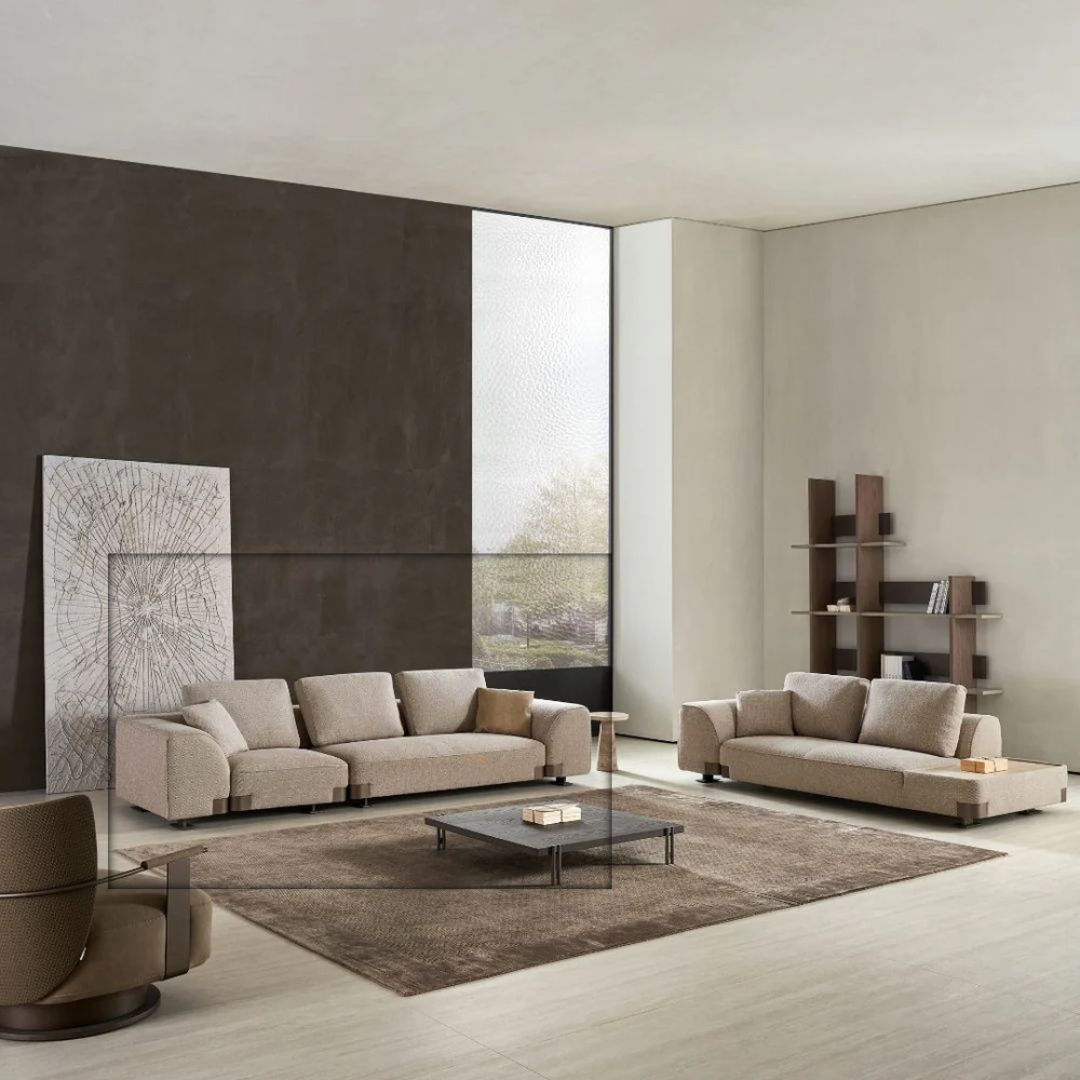 Forma 4-Seater Sofa by BEACON with plush cushions and modern design, shown in a spacious living room setting.