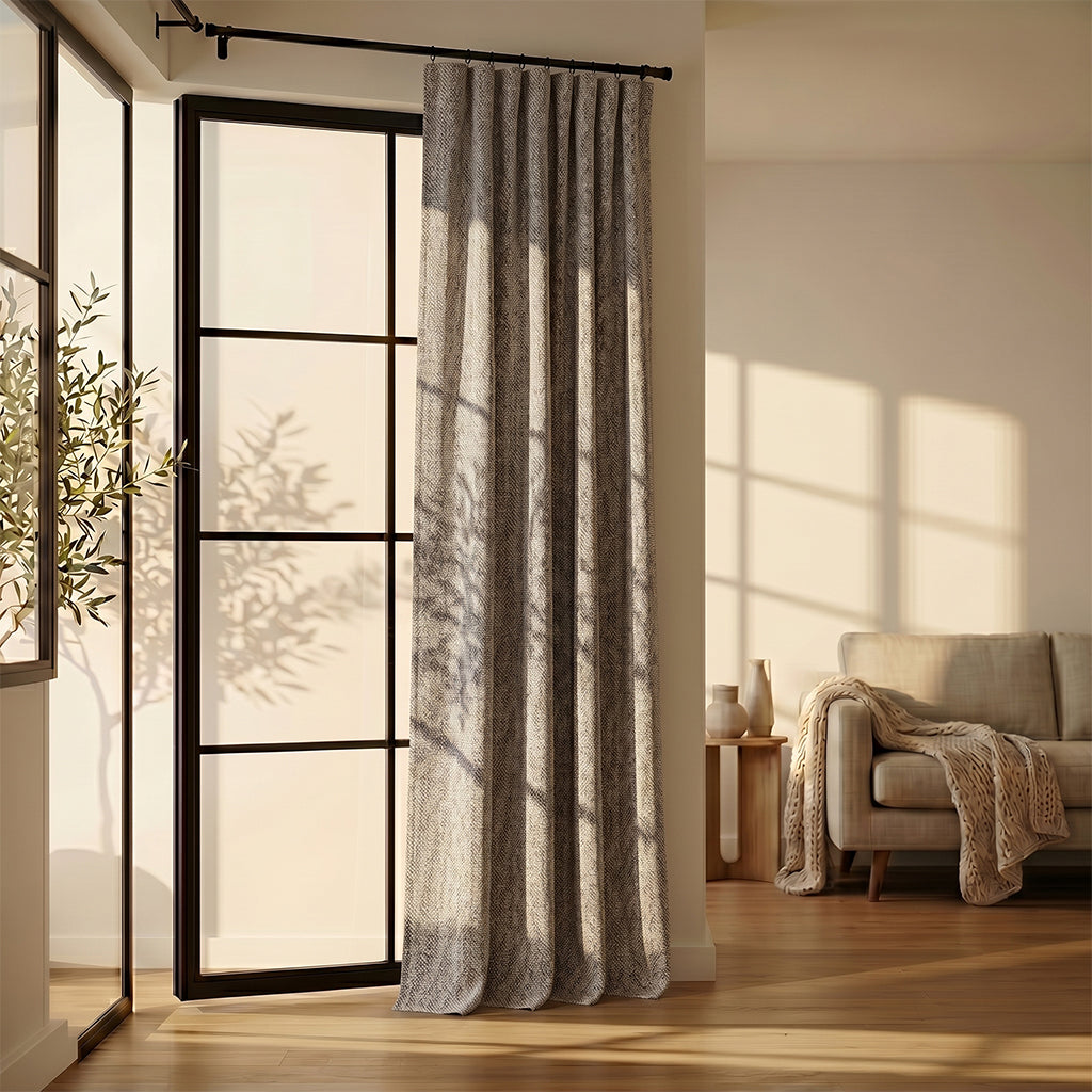 Beige polyester Forma Curtain by BEACON with elegant drape, suitable for living rooms or bedrooms, fabric CN47304-18.