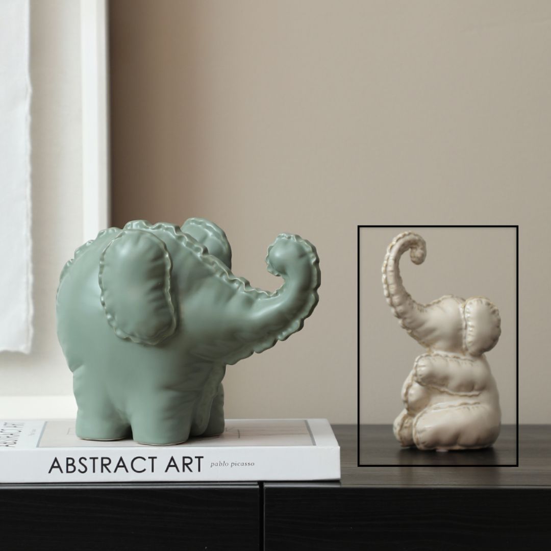 Funny Little Ceramic Elephant -B FD-D25075B -  Home Decor Figurines - ebarza Furniture UAE | Shop Modern Furniture in Abu Dhabi & Dubai - مفروشات ايبازرا في الامارات | تسوق اثاث عصري وديكورات مميزة في دبي وابوظبي