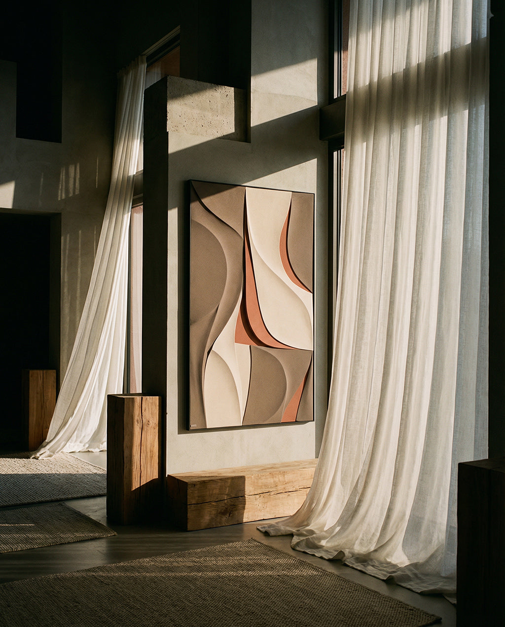 Gesso handmade wall art painting by BEACON, 110x180cm, featuring abstract brushstrokes and textured surface.