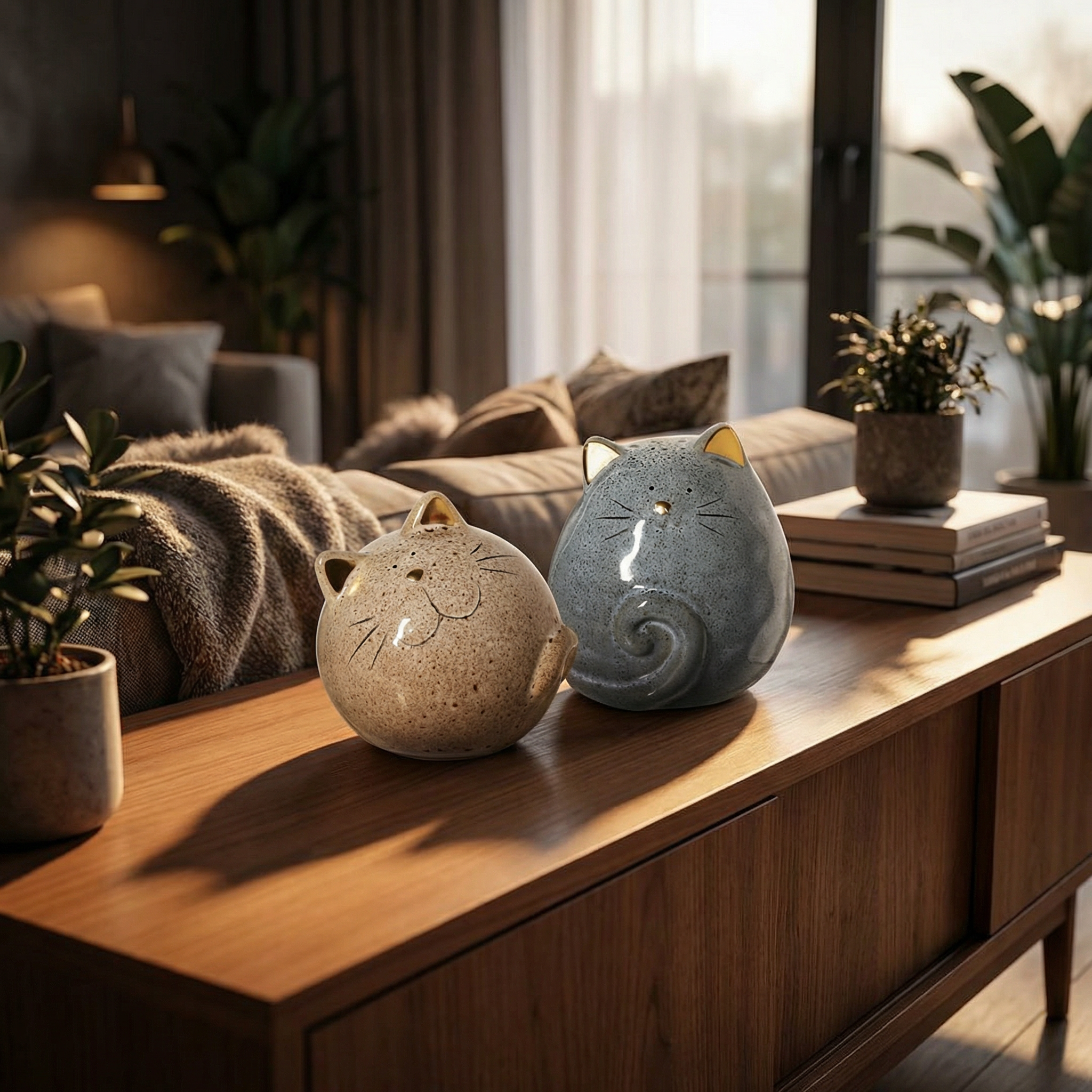 Golden Ear Kitten-B home decor figurine by BEACON, featuring a golden-colored kitten sculpture for stylish interior decoration.