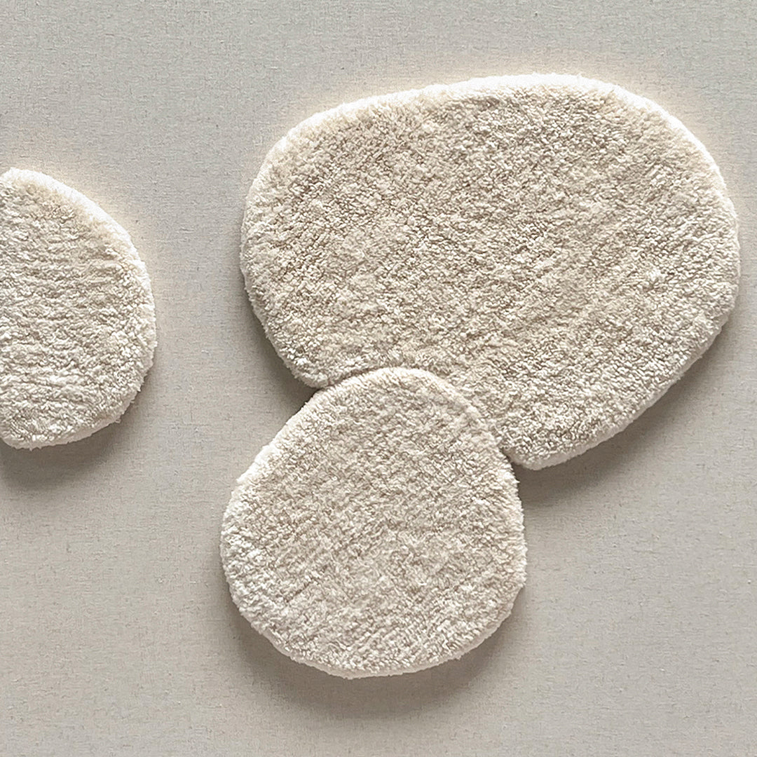 Set of three handmade fiber textile wall art paintings, 70x90cm, by BEACON, featuring textured, artistic designs for home decor.