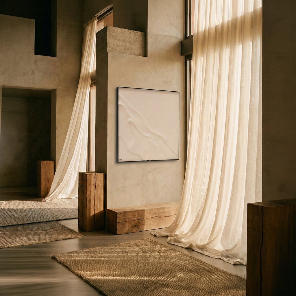 Handmade impasto wall art painting, 120x120cm, by BEACON (TYDG), featuring textured, colorful abstract design.