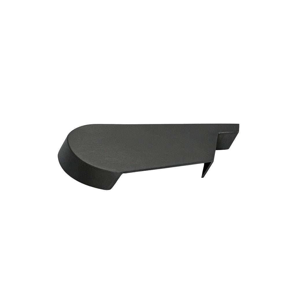 Left handrail cover cap for BEACON handrail model DBM01701, part B, shown in black with a smooth finish.