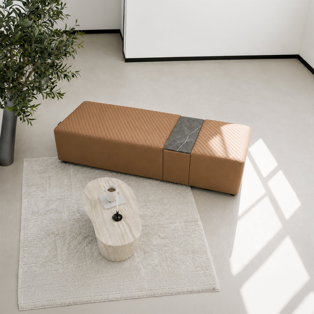 Pre-order 90 Days Delivery Flannelette Bench With Marble Table - Ipd-388