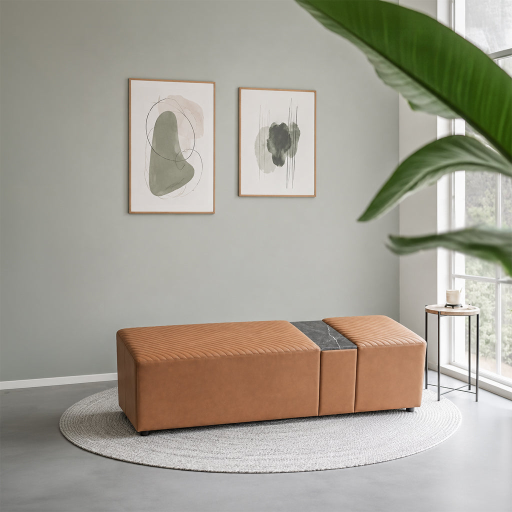 Pre-order 90 Days Delivery Flannelette Bench With Marble Table - Ipd-388
