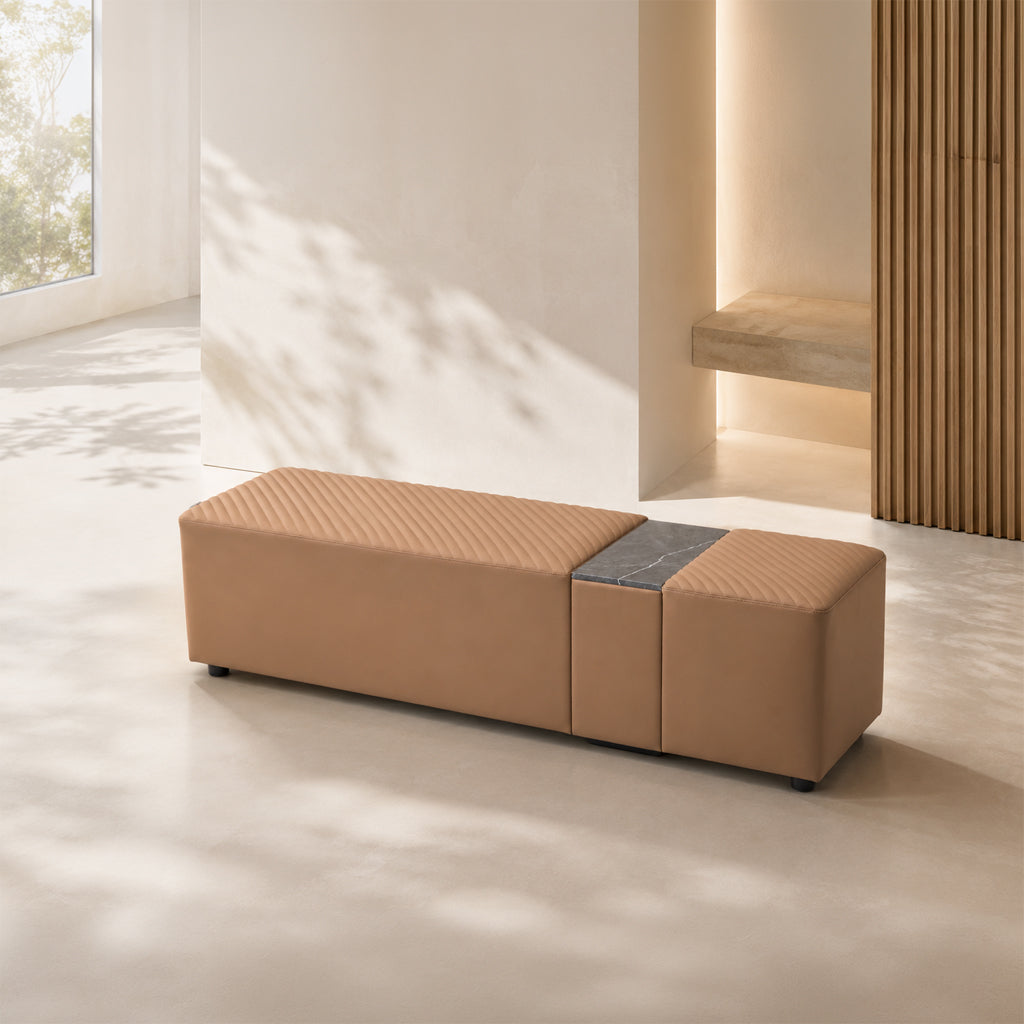 Pre-order 90 Days Delivery Flannelette Bench With Marble Table - Ipd-388