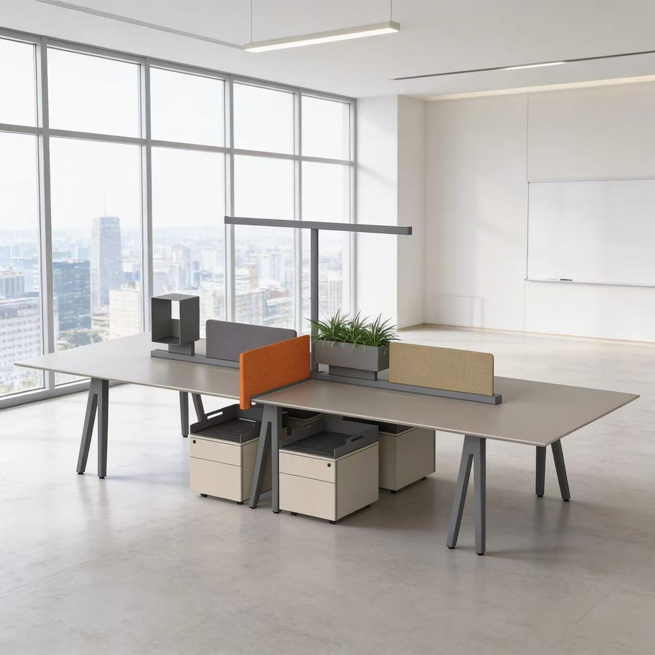 Beeon WZDDG VIPO 6-seater office desk with 420x140x75 cm workspace, featuring a modern design for collaborative workspaces.