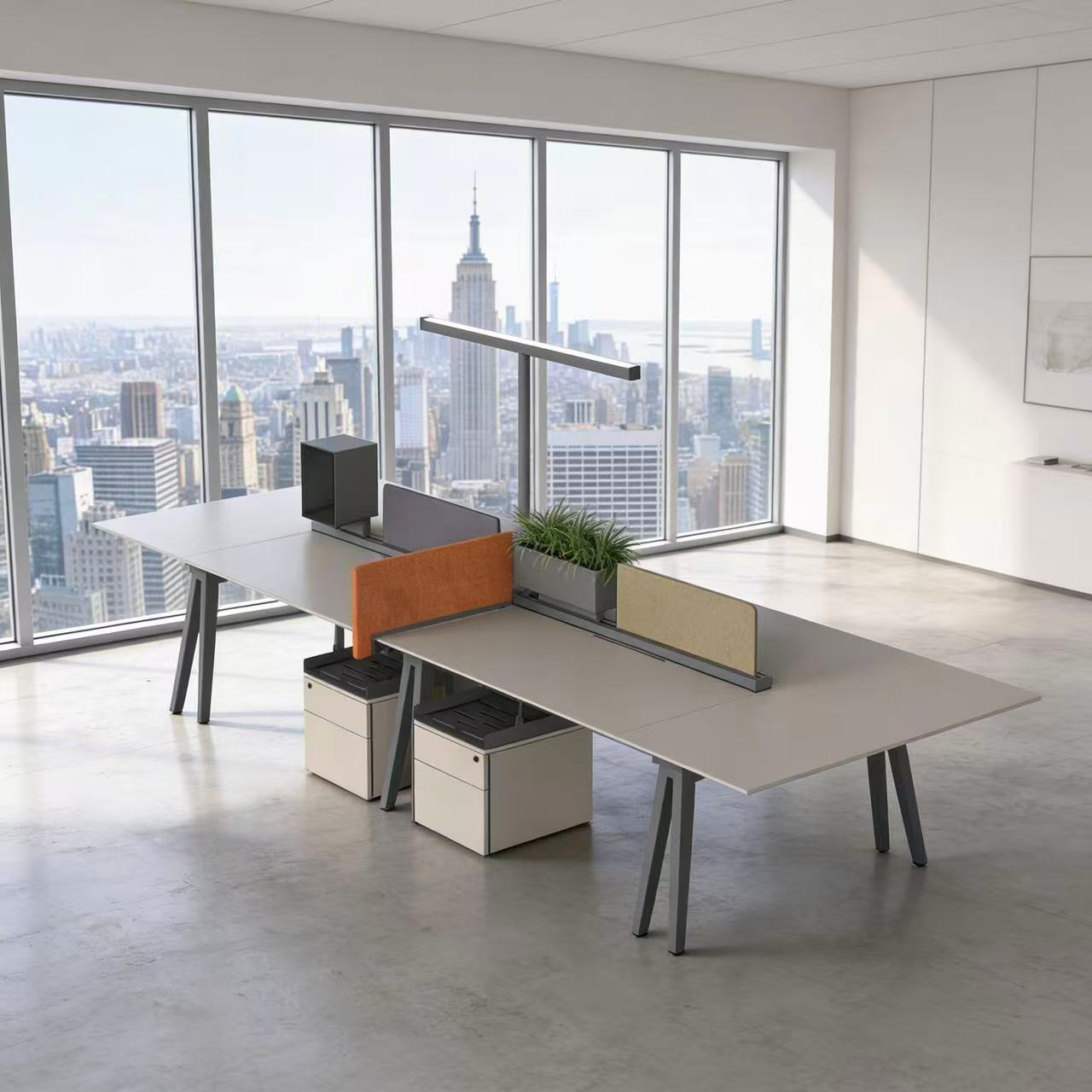 BEACON WZDDG VIPO 6-seat office workstation, 420x140x75 cm, sturdy desk for collaborative workspaces, shown in image.