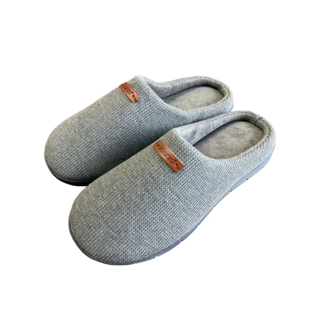 Charcoal grey Pebble Men slippers by BEACON, featuring soft fabric and slip-on design for comfortable indoor wear.