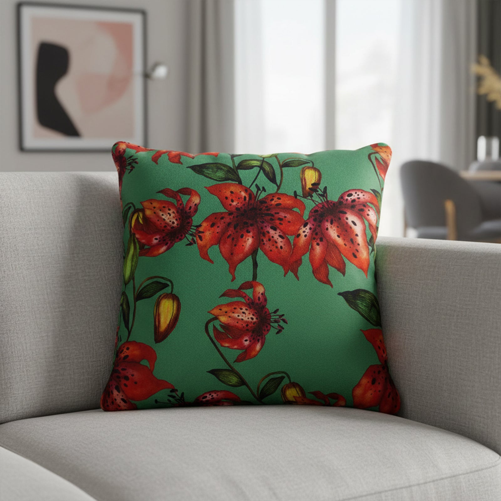 Karaca Home Floral Green Decorative Pillow 45X45Cm 300.21.02.0235 -  Cushions - ebarza Furniture UAE | Shop Modern Furniture in Abu Dhabi & Dubai - مفروشات ايبازرا في الامارات | تسوق اثاث عصري وديكورات مميزة في دبي وابوظبي
