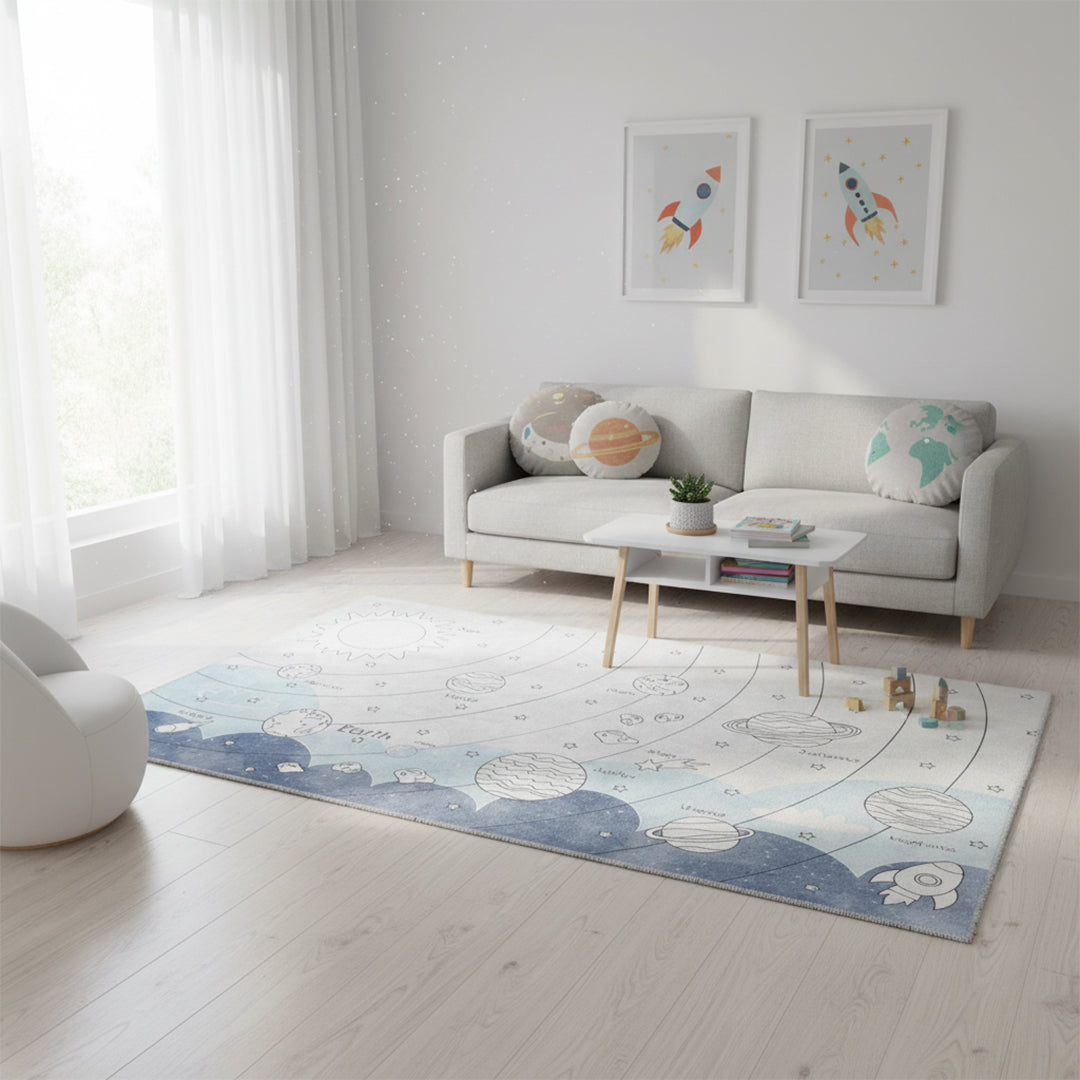 Karaca KASMIR CARPET DECORATIVE ART CHILDREN/GENC UNIVERSE 120X180 210.03.03.3186 -  Rugs - ebarza Furniture UAE | Shop Modern Furniture in Abu Dhabi & Dubai - مفروشات ايبازرا في الامارات | تسوق اثاث عصري وديكورات مميزة في دبي وابوظبي