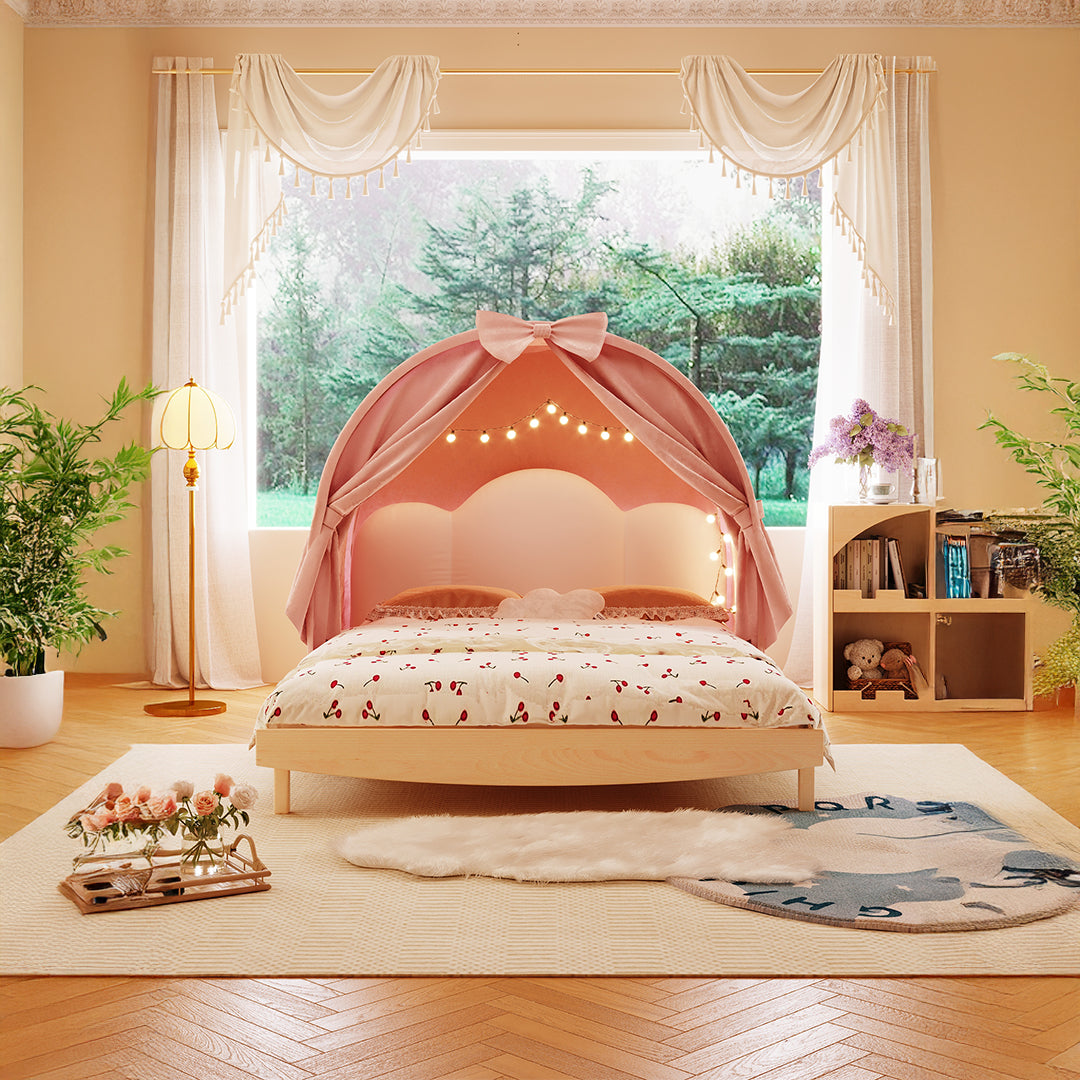 Pre-order 25 Days Delivery Stella Canopy Kid Bed E2311F -  Kids Beds - ebarza Furniture UAE | Shop Modern Furniture in Abu Dhabi & Dubai - مفروشات ايبازرا في الامارات | تسوق اثاث عصري وديكورات مميزة في دبي وابوظبي