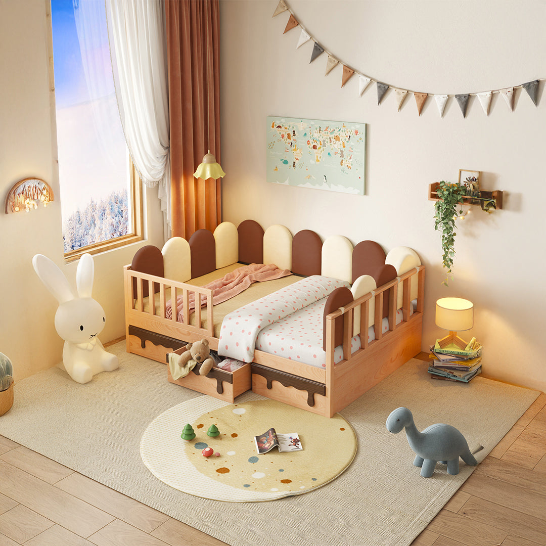 Pre-order 25 Days Delivery Neapolitan Kid Bed With drawers E2221F -  Kids Beds - ebarza Furniture UAE | Shop Modern Furniture in Abu Dhabi & Dubai - مفروشات ايبازرا في الامارات | تسوق اثاث عصري وديكورات مميزة في دبي وابوظبي