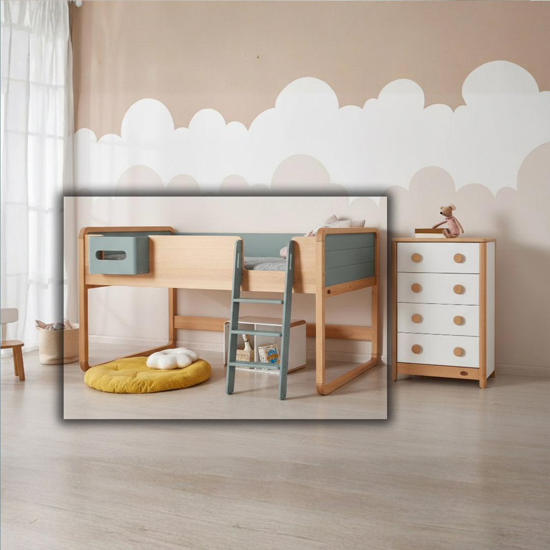 Kids Byron Long Junior Double Loft Bed BK-BYLJDLB/BBBH/BK-LBS/BB -  Kids Beds - ebarza Furniture UAE | Shop Modern Furniture in Abu Dhabi & Dubai - مفروشات ايبازرا في الامارات | تسوق اثاث عصري وديكورات مميزة في دبي وابوظبي