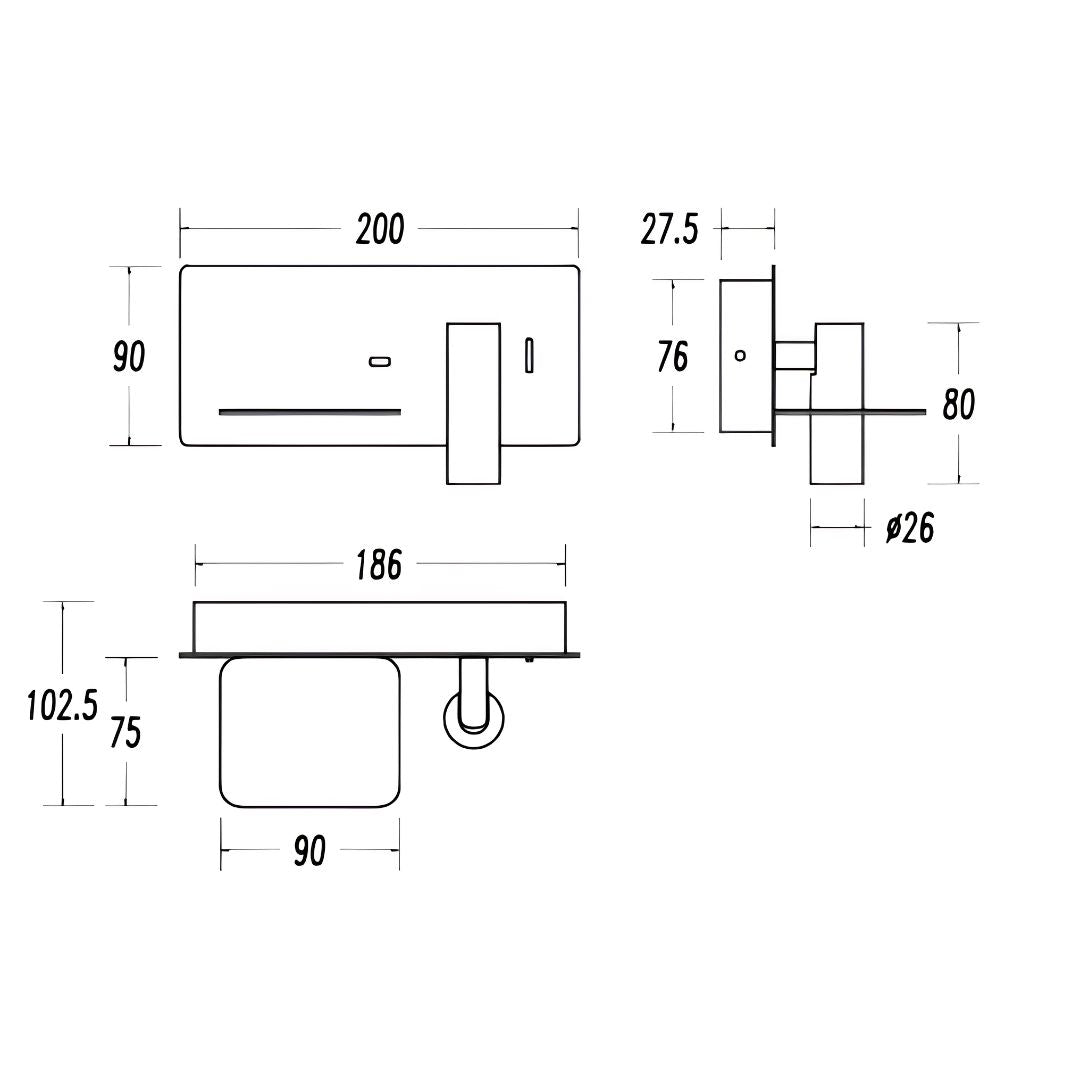 Kross Hotel Style Headboard/ Wall Reading Lamp Kross-WL(UB)-02-BL