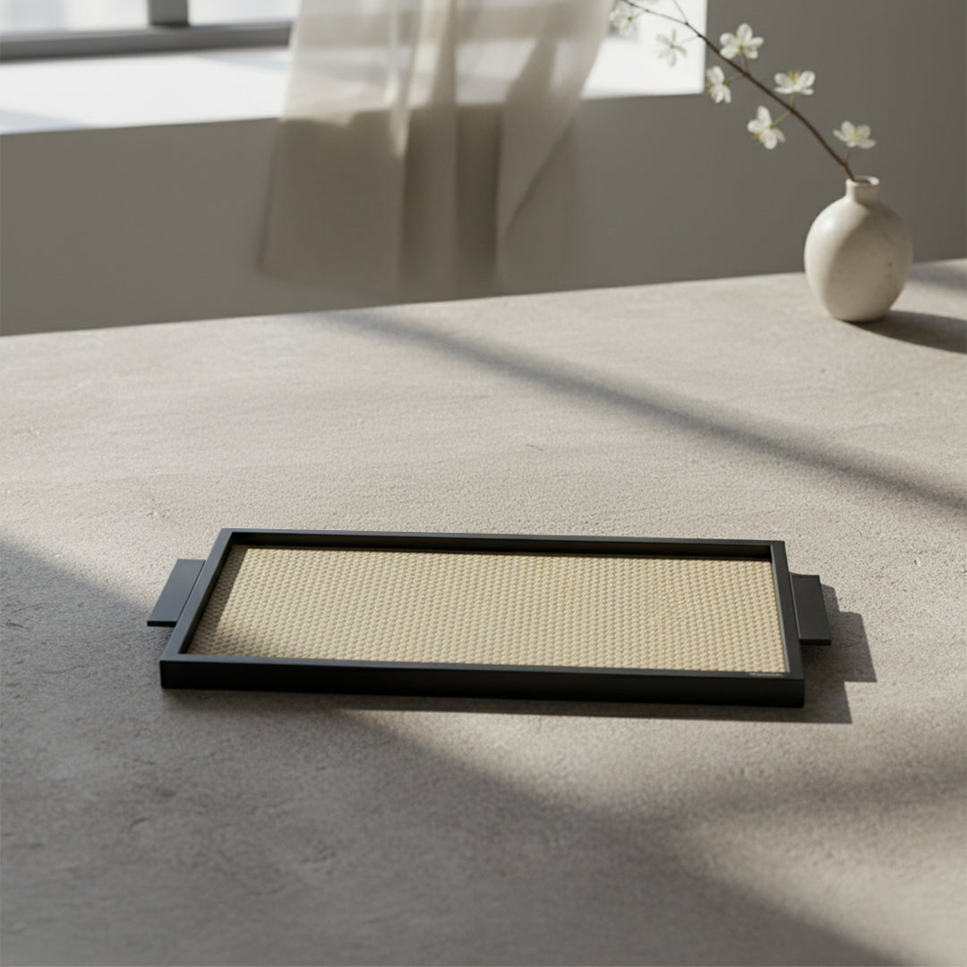 LEATHER & METAL Beige TRAY-S W6048A -  Trays - ebarza Furniture UAE | Shop Modern Furniture in Abu Dhabi & Dubai - مفروشات ايبازرا في الامارات | تسوق اثاث عصري وديكورات مميزة في دبي وابوظبي