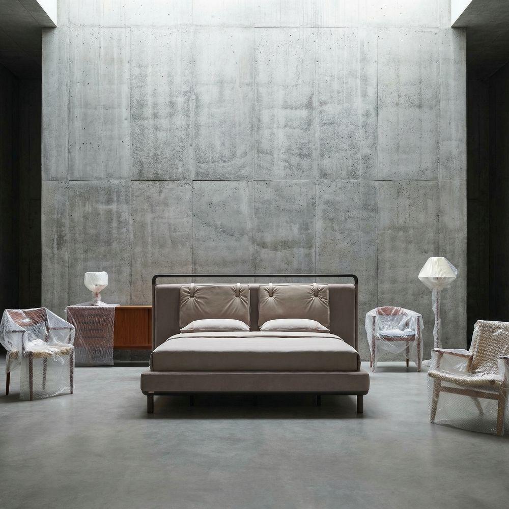 Ecole Living LİYA bedstead in natural wood finish, modern bedroom furniture with clean lines and sturdy construction.
