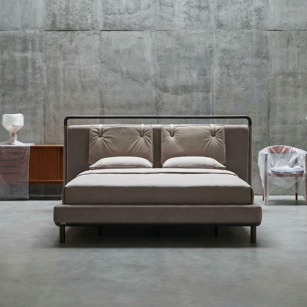 Ecole Living LİYA bedstead in natural wood finish, showcasing modern design with clean lines and sturdy construction.