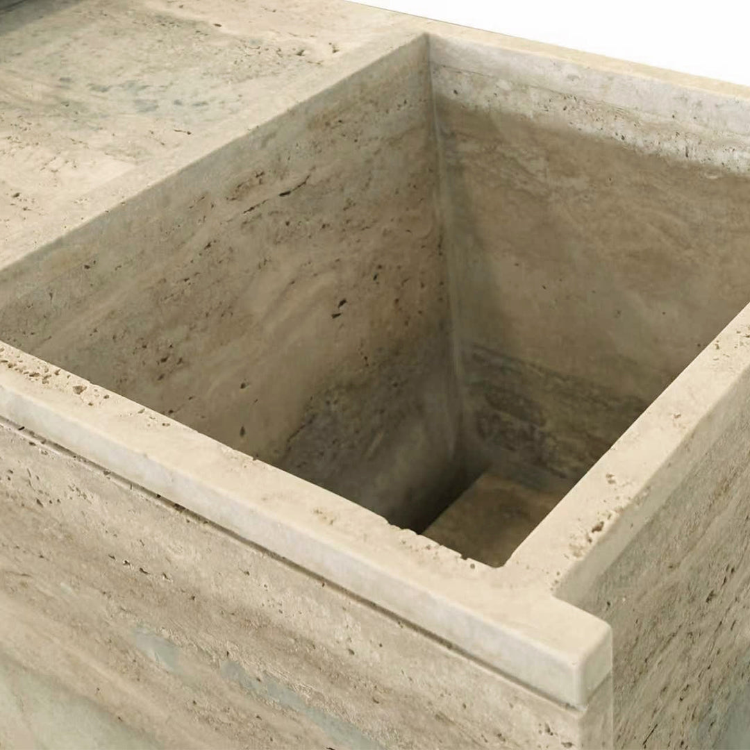 Lapis Travertine Console/ Side Board With Planter Box - EB16 -  Sideboards - ebarza Furniture UAE | Shop Modern Furniture in Abu Dhabi & Dubai - مفروشات ايبازرا في الامارات | تسوق اثاث عصري وديكورات مميزة في دبي وابوظبي