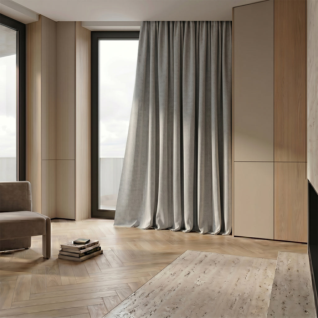 Lichen polyester curtain fabric from BEACON, showing a textured, lichen-inspired design suitable for curtains and drapes.