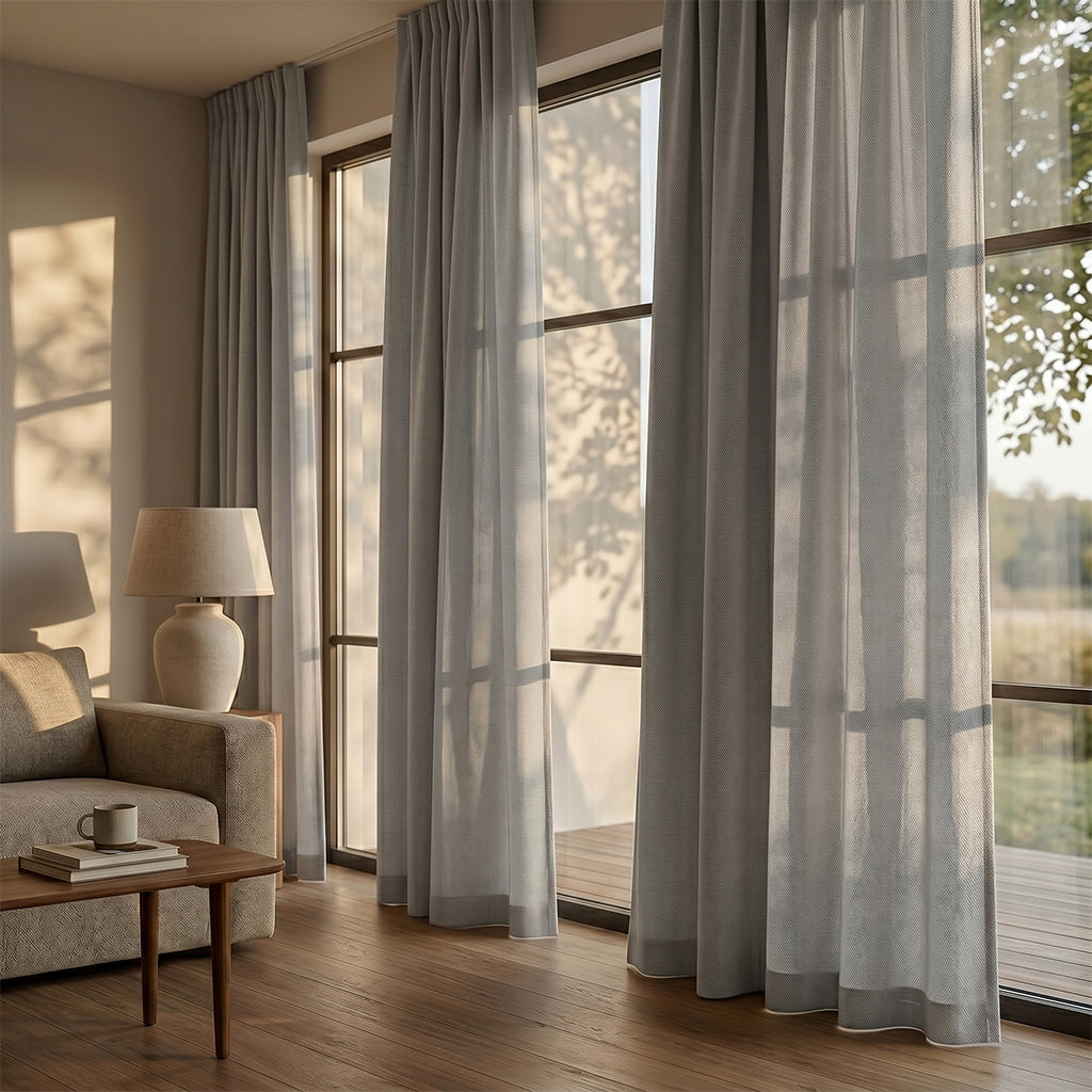 Lichen polyester curtain fabric from BEACON, featuring a detailed lichen pattern, suitable for elegant curtains and drapes.